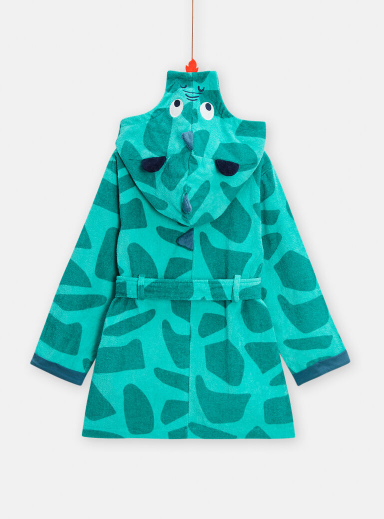 peignoir garçon en éponge avec une tête de dragon