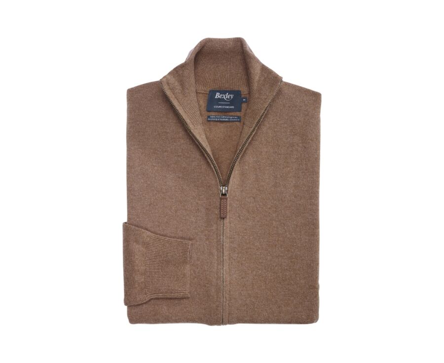 Gilet zippé homme laine Noisette Chiné - KANTY