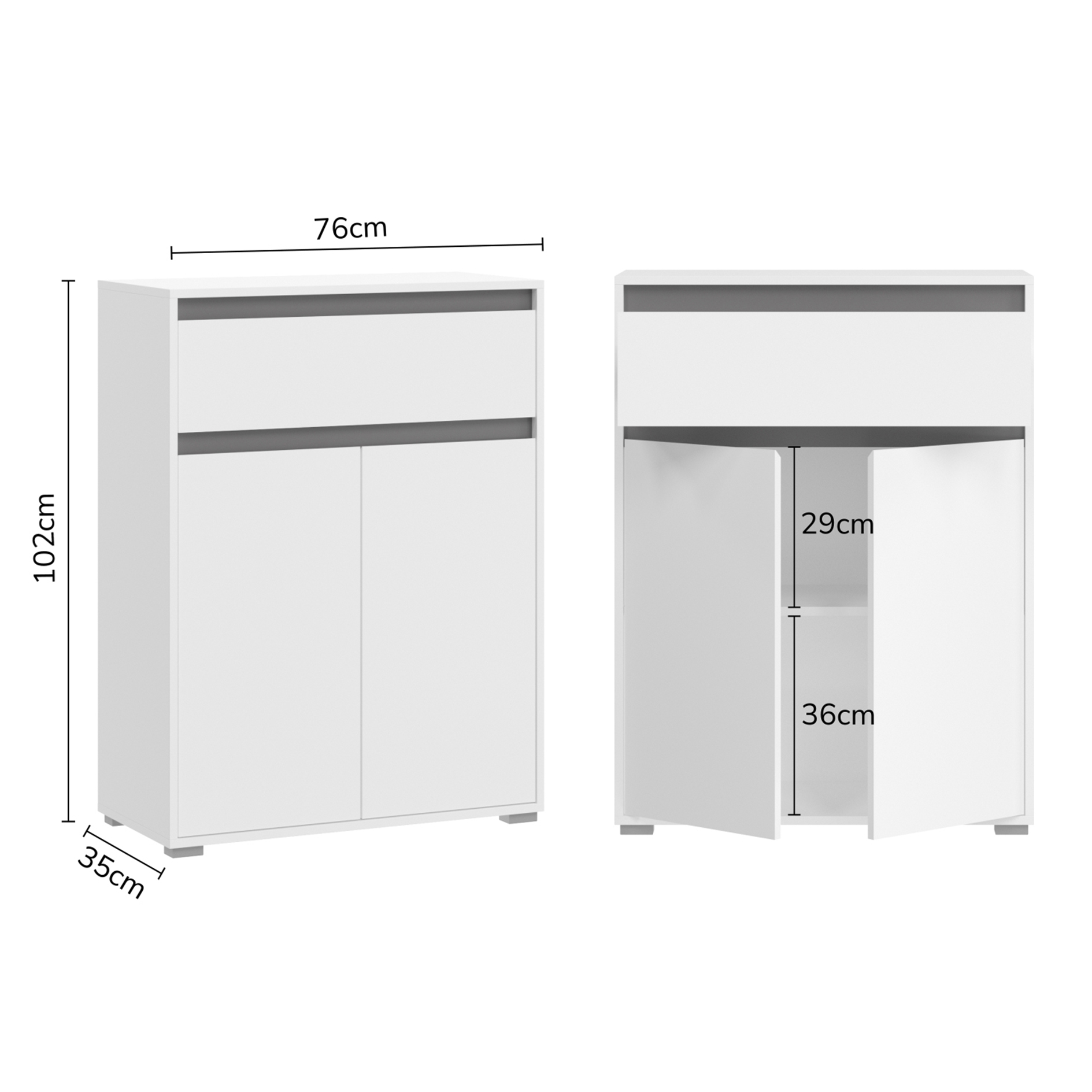 Schuhschrank TORINO - weiß - für 6 Schuhpaare
