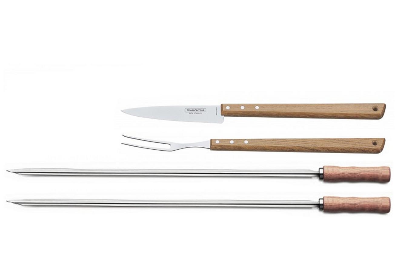 Tramontina Churrasco 92000-006, 4-delige BBQ-spies en trancheerset