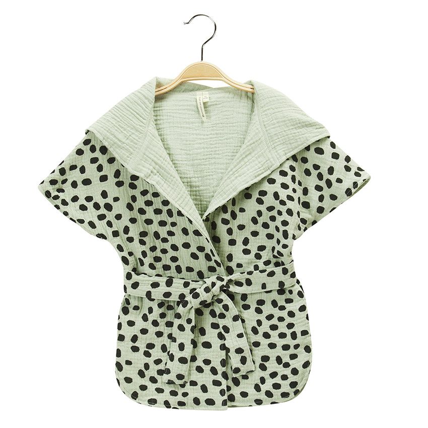 Peignoir de bain à capuche imprimé en gaze de coton - Vert