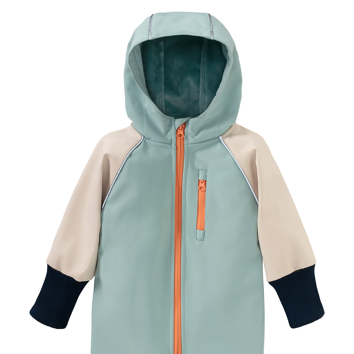 Topomini Baby Softshelloverall im Colourblocking-Look salbei / creme / dunkelblau