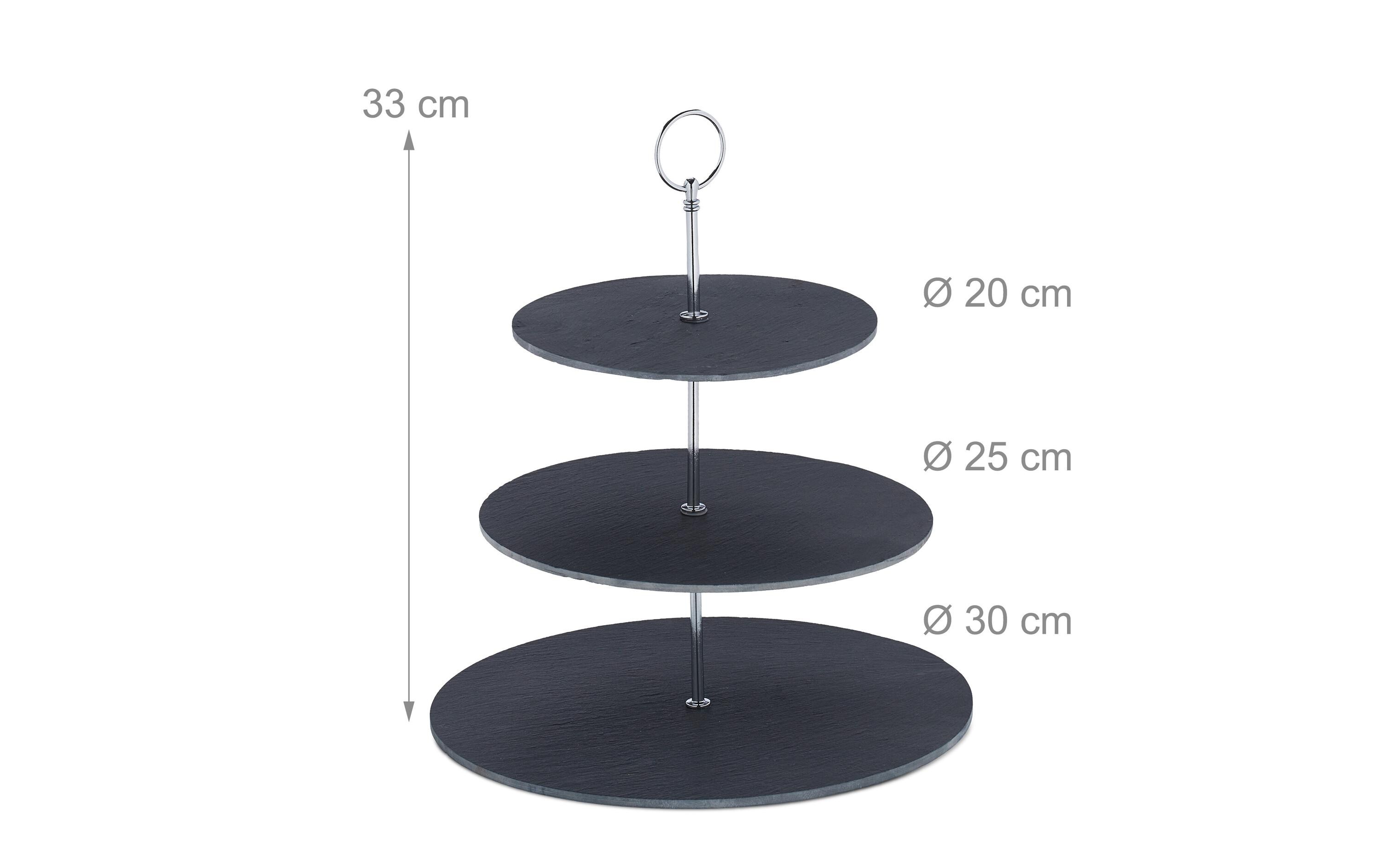 Etagere 3-stufig, Anthrazit/SilberRunde Servieretagere