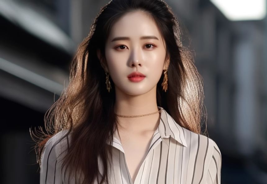Jeonseon - Gestreept overhemd met lange mouwen en kraag
