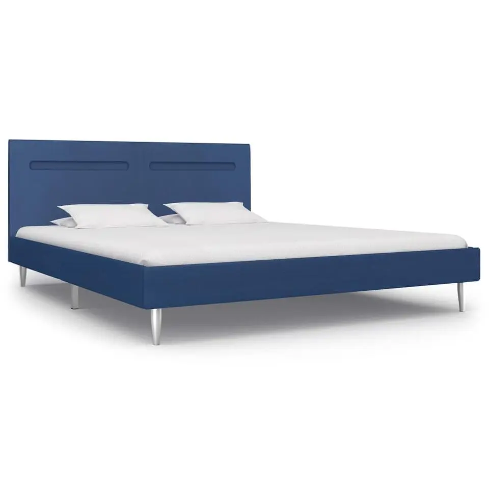 vidaXL - Tweepersoonbed met LED - Blauw - Stof - 160x200 cm
