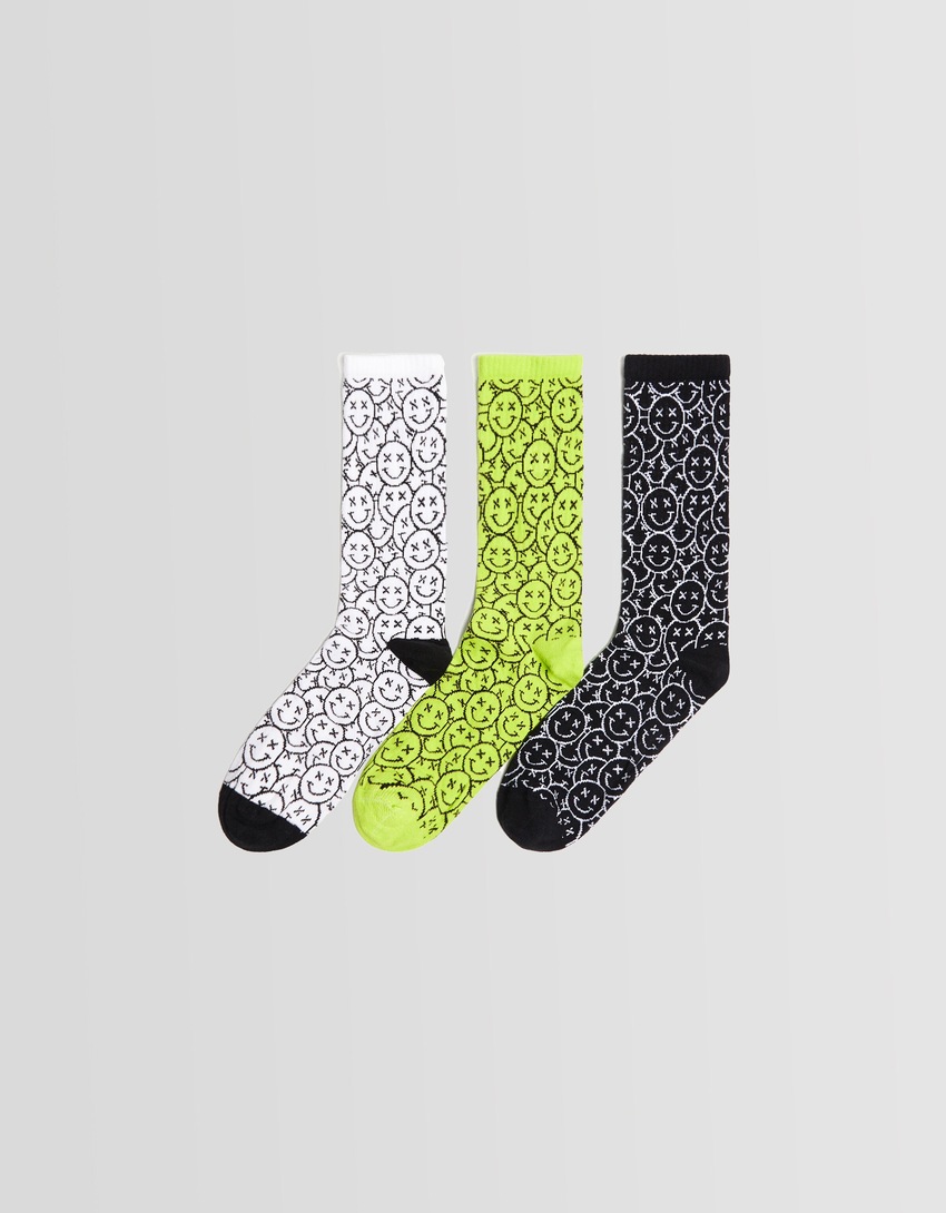 Pacote com 3 pares de meias estampadas