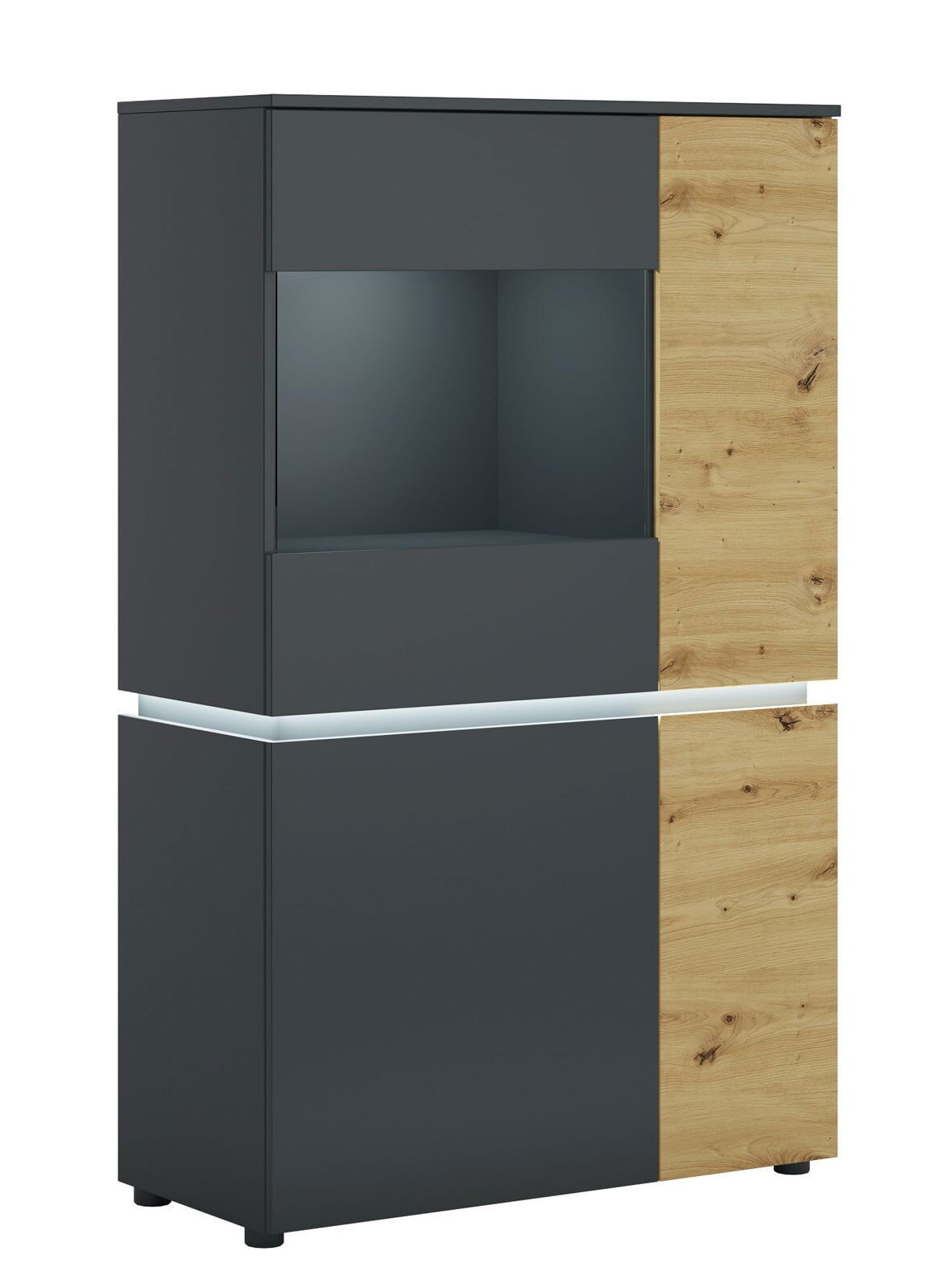 Highboard LUCI 90,4 x 146 cm Eiche grau