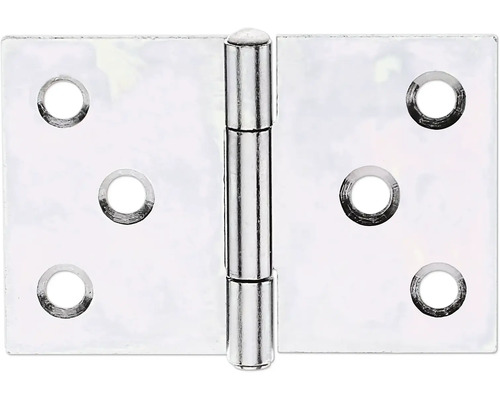 Breed scharnier met geklonken messing pen, 40 x 60 mm, sendzimir verzinkt
