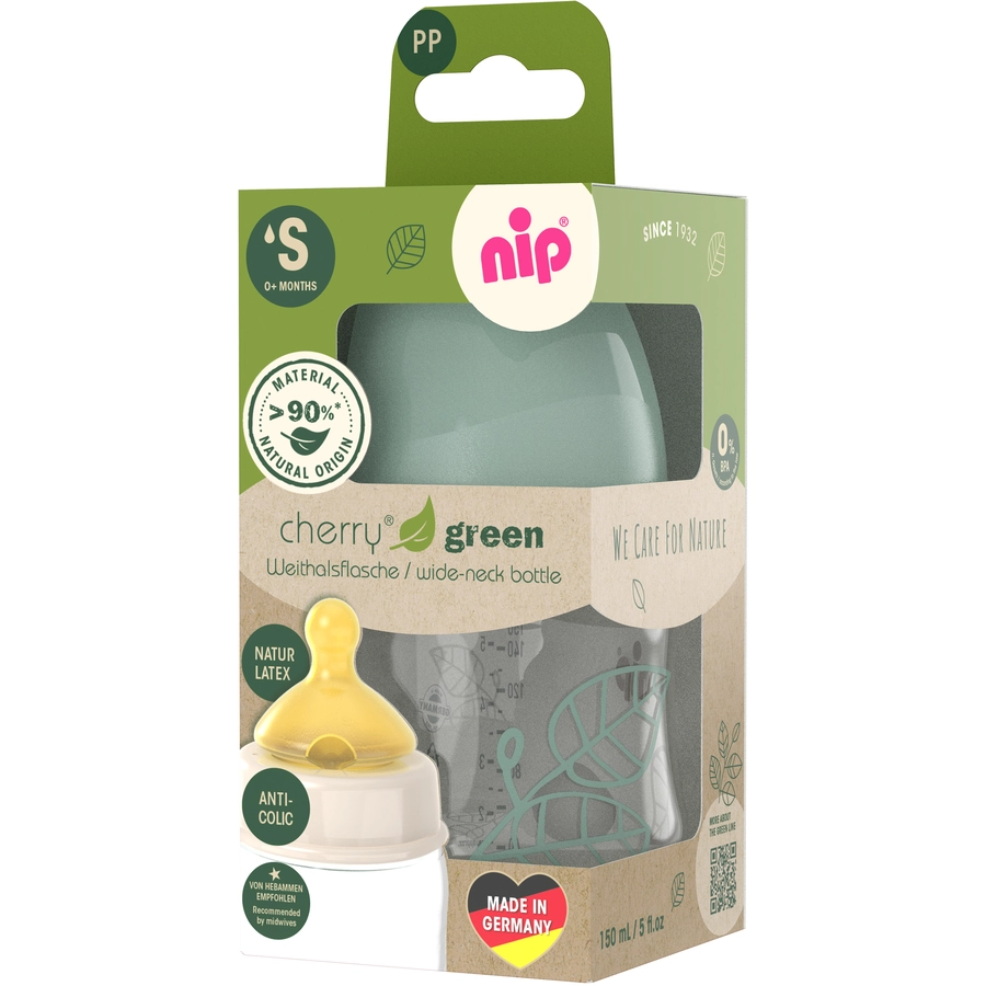 nip® Weithalsflasche Cherry Green Boy, 150ml aus PP