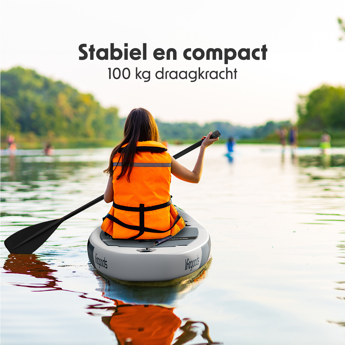 LifeGoods Allround Compact SUP Board - White/Black