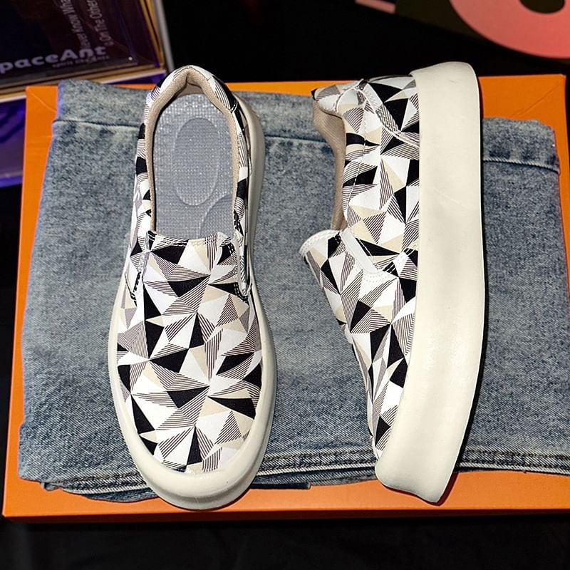 Tanzanite - Platform instappers met geometrische print