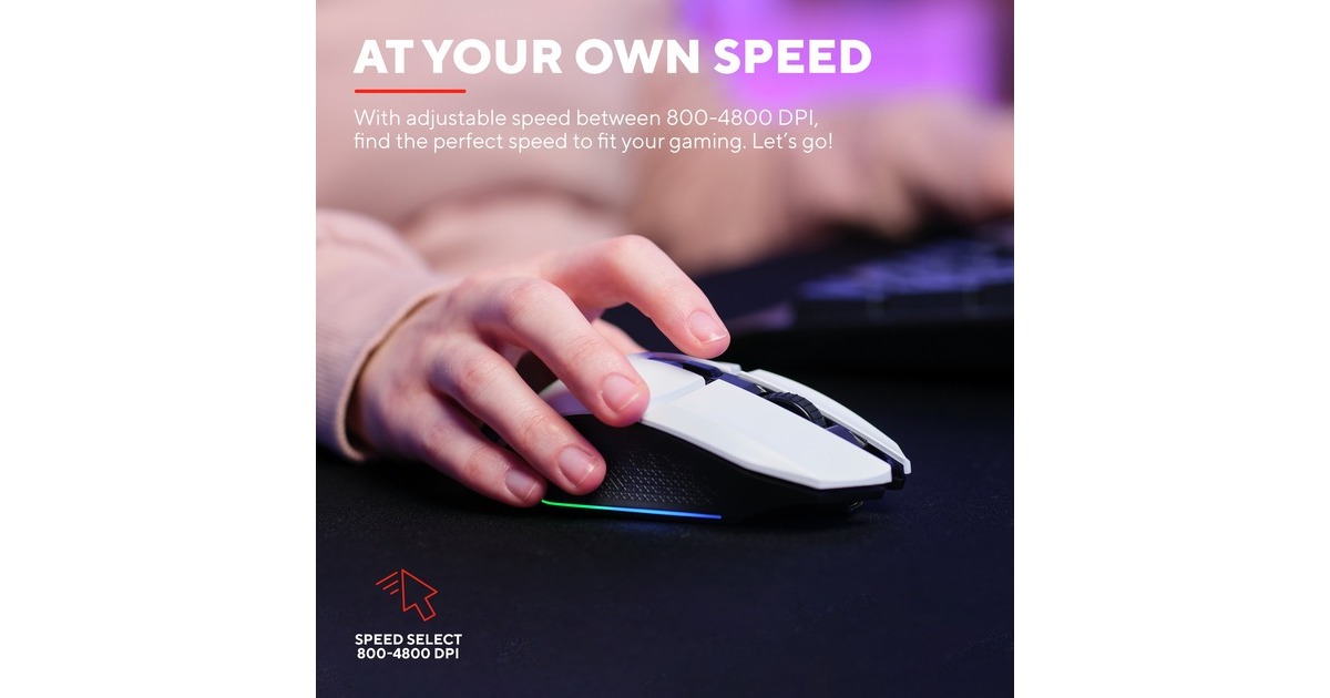 TrustGXT 110 Felox verlichte draadloze gaming muis  (Wit, RGB | 800 - 4800 dpi)