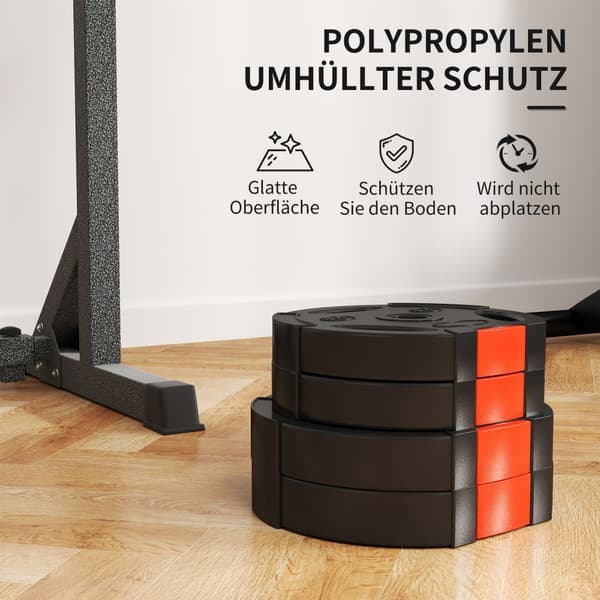 Sett med 4 manualvekter, 2 x 2,5 kg/5kg vekter, vektplatesett, vektskiver for 2,5 cm hantelstang, Ø 25/30 mm boring, svart