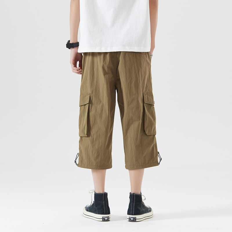 Nataro - Mid Rise Plain Cargo Shorts