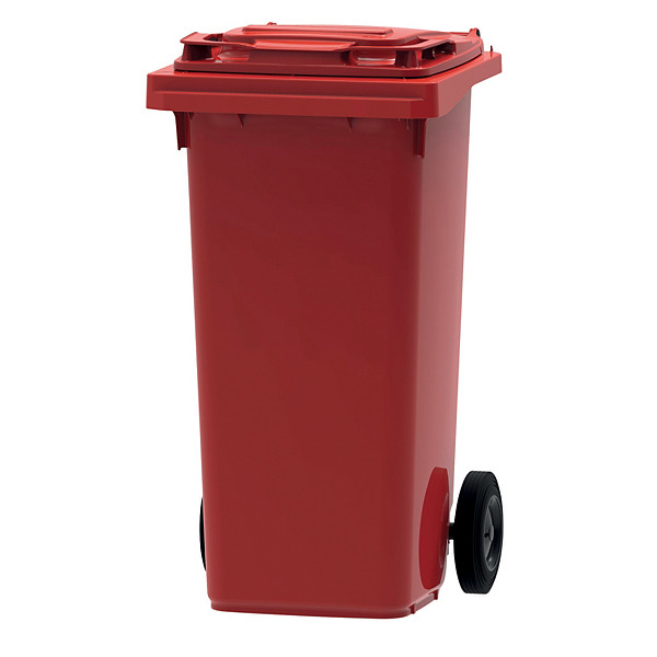 Vepa Bins Conteneur poubelle mobile 2 roues - 120 litres prise frontale - Rouge