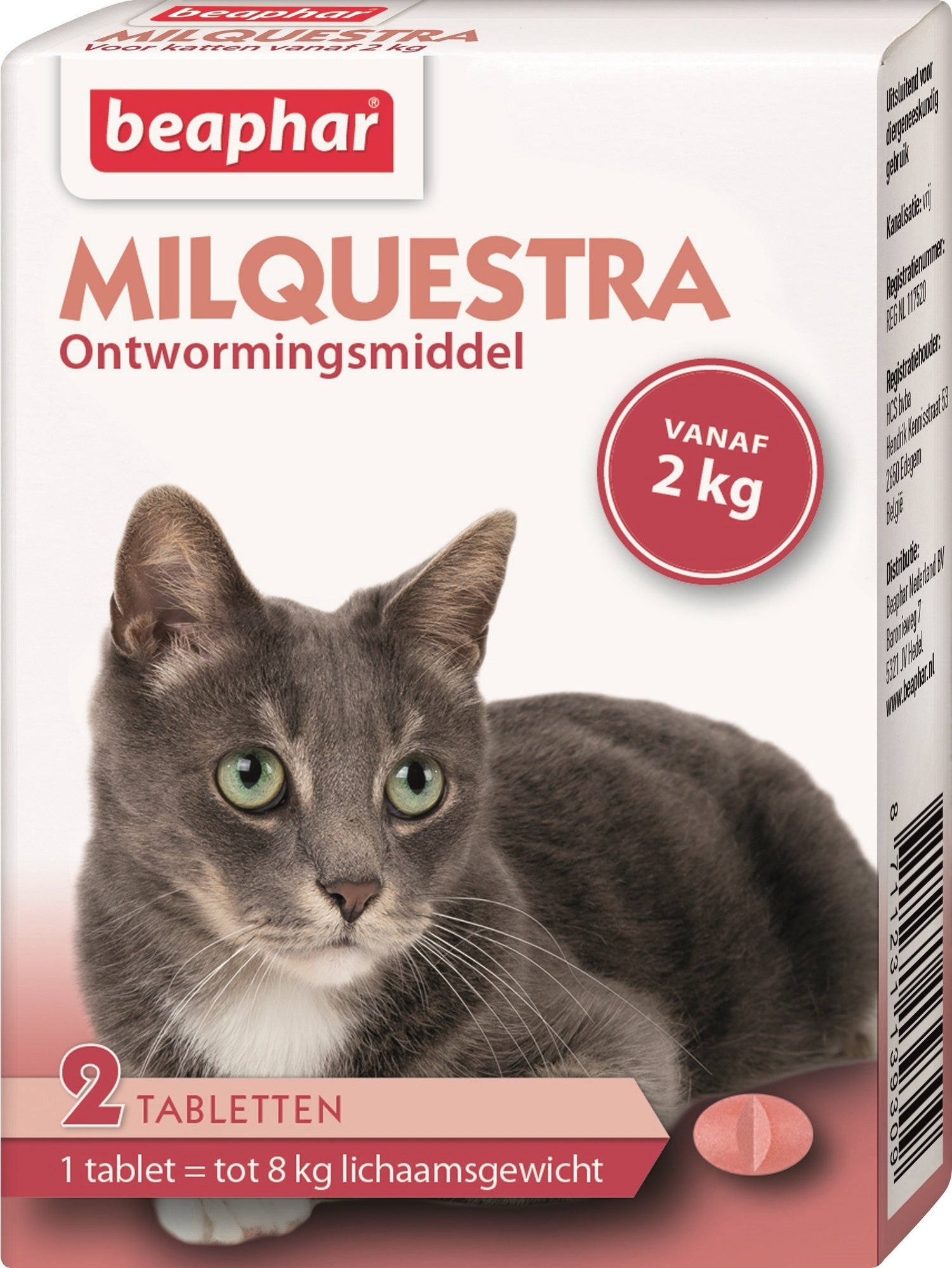 Beaphar Milquestra ontwormingsmiddel kat vanaf 2 kg 2 tabletten