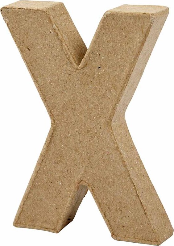 Bogstav Til Pynt - X - Stort Bogstav - Papmaché - 10X7,6 CM - Tykkelse 1,7 CM - 1 Stk