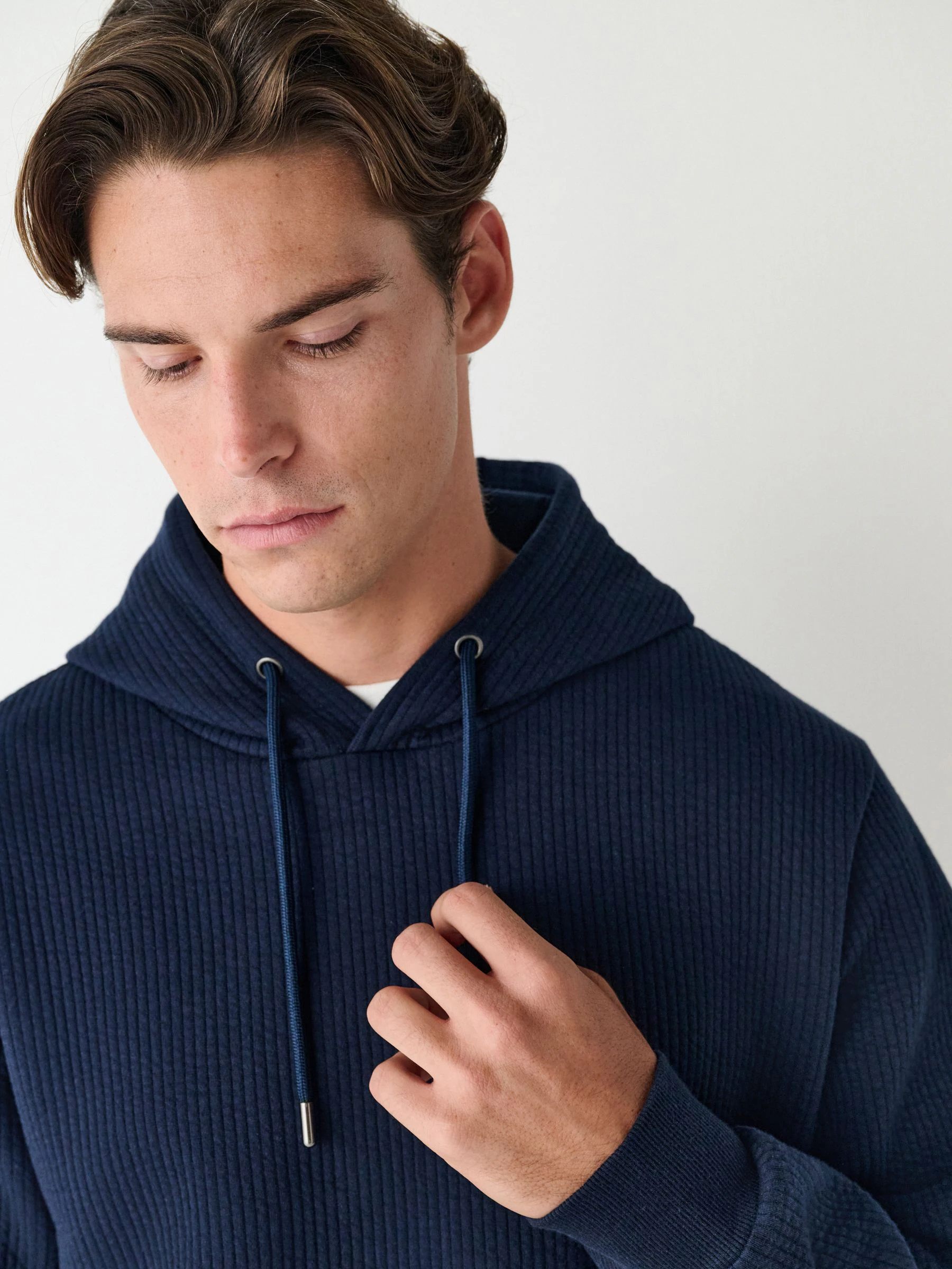 Donkerblauw - Lineaire textuur hoodie