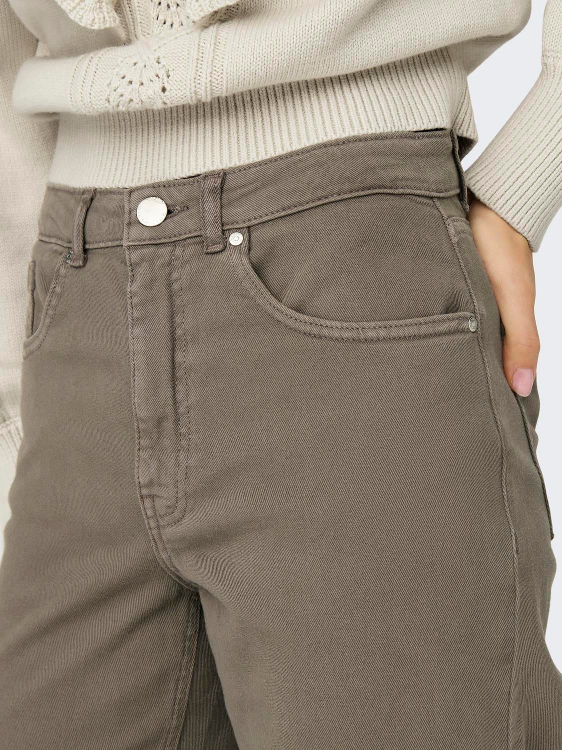 ONLJUICY-COMSTRETCH Hohe Taille Weiter Beinschnitt Hose mit weitem Beinschnitt Walnut