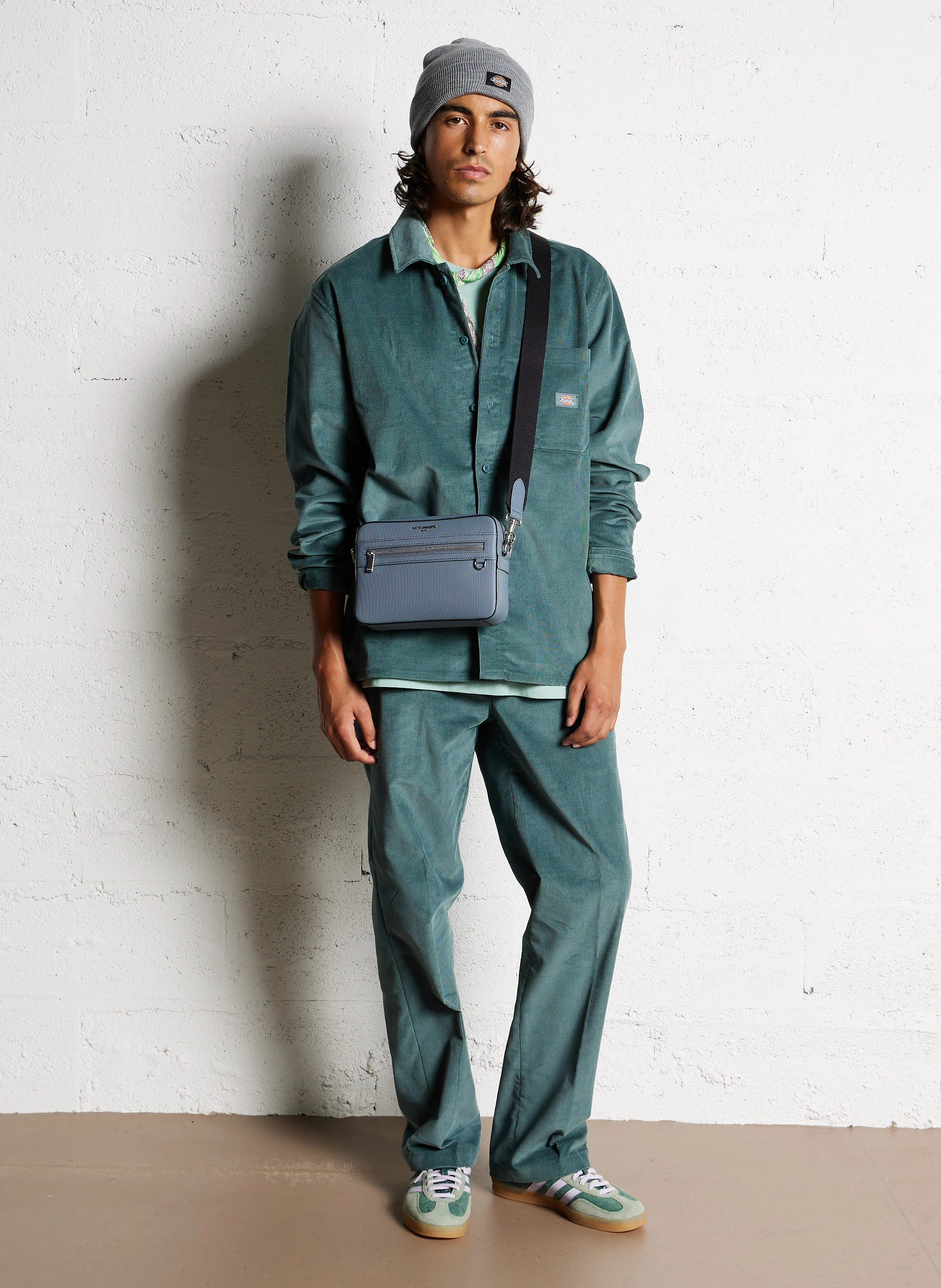 CORDUROY - Pantalon droit en coton mélangé | Vert