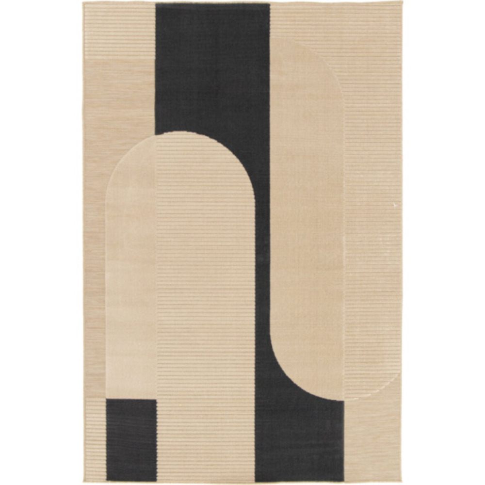 Tapis intérieur et extérieur en relief - roma - beige et noir - 200 x 290 cm