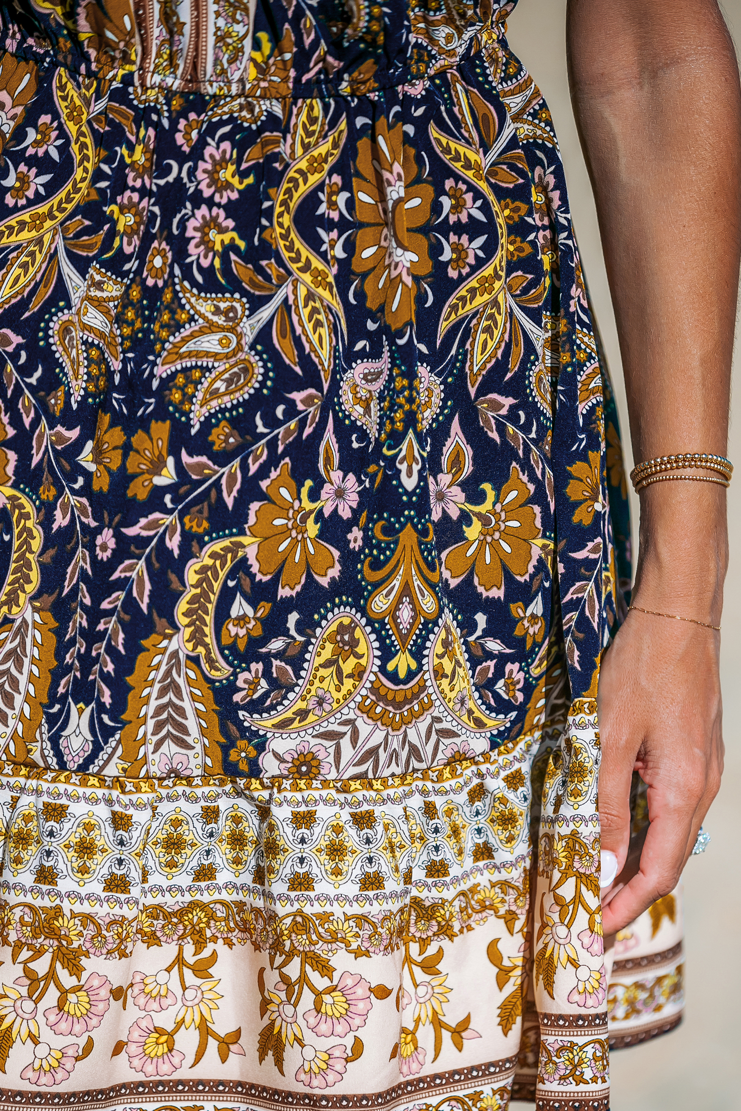 Robe mini à col en V boho