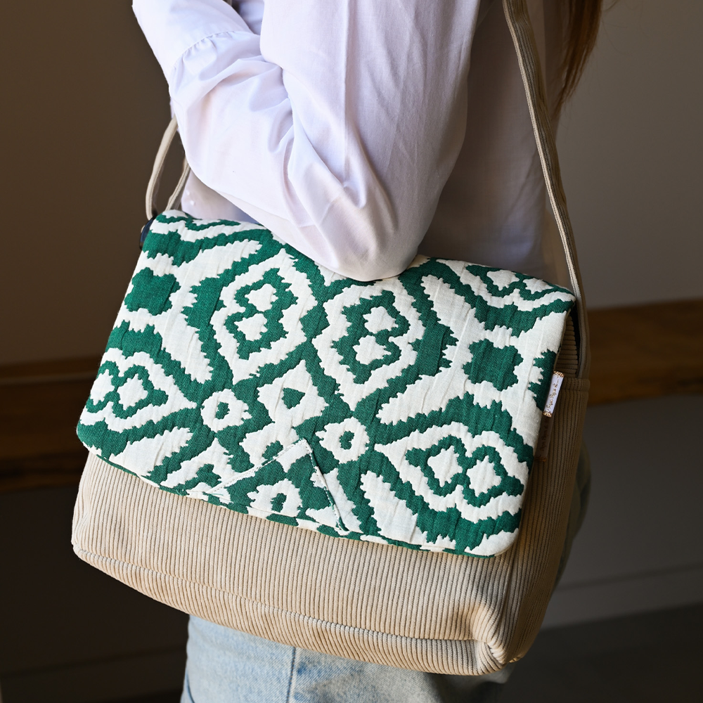 Rabat Besace Carré Grand Jacquard Vert
