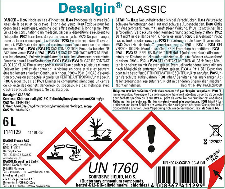 Traitement pour piscine Desalgin classic Bayrol 6L