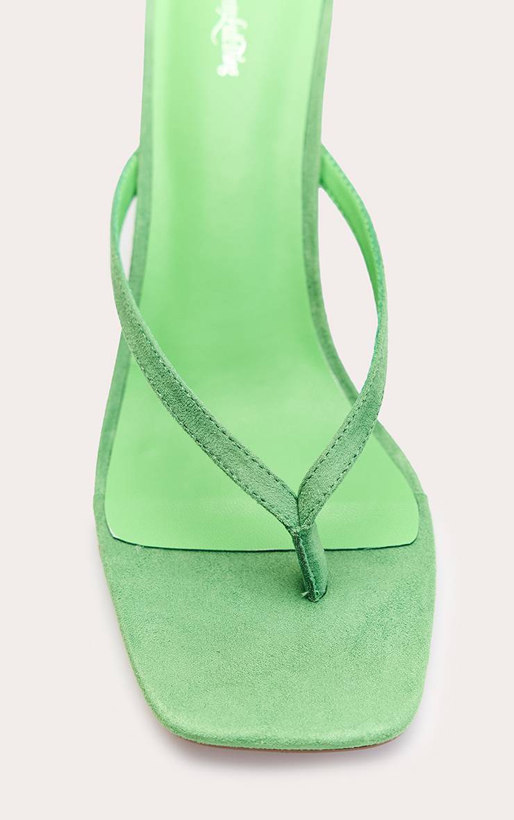 Vert Mules À Talon Mi-haut En Synthétique Avec Bride Tong Et Bout Carré