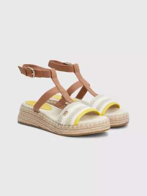 Sandálias espadrille de plataforma em crochê