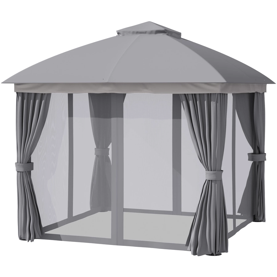 Outsunny Pavillon mit Doppeldach grau