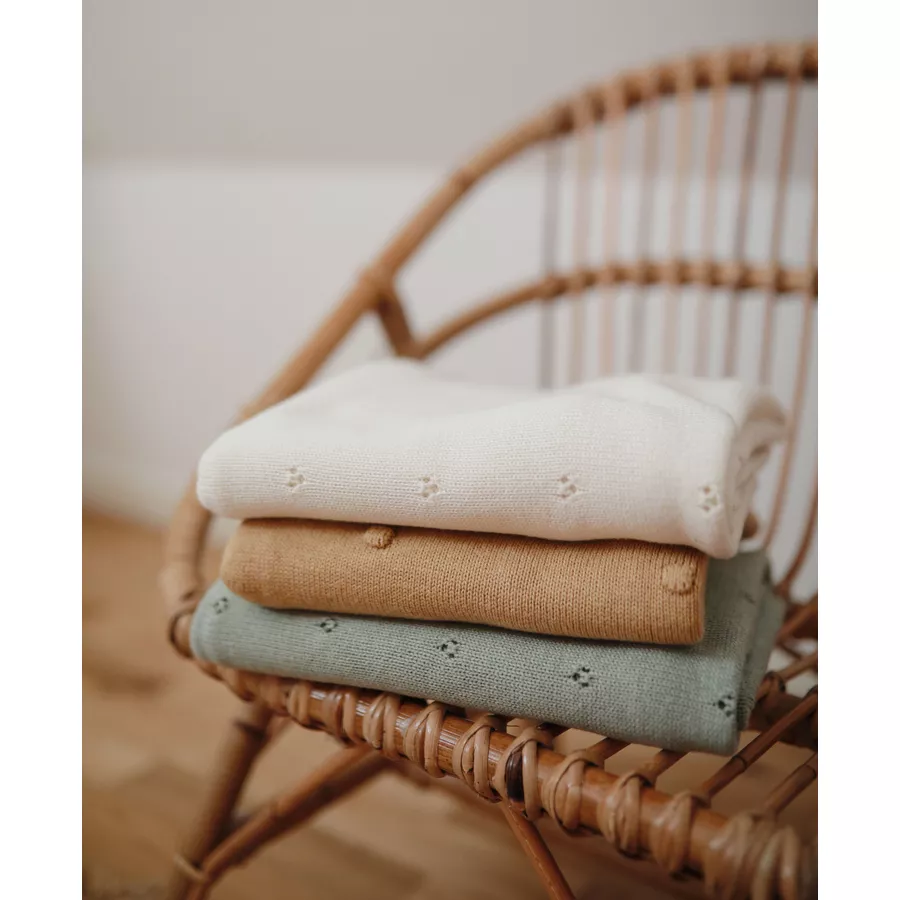 mushie Strickdecke Pointelle Ivory 80 x 100 cm