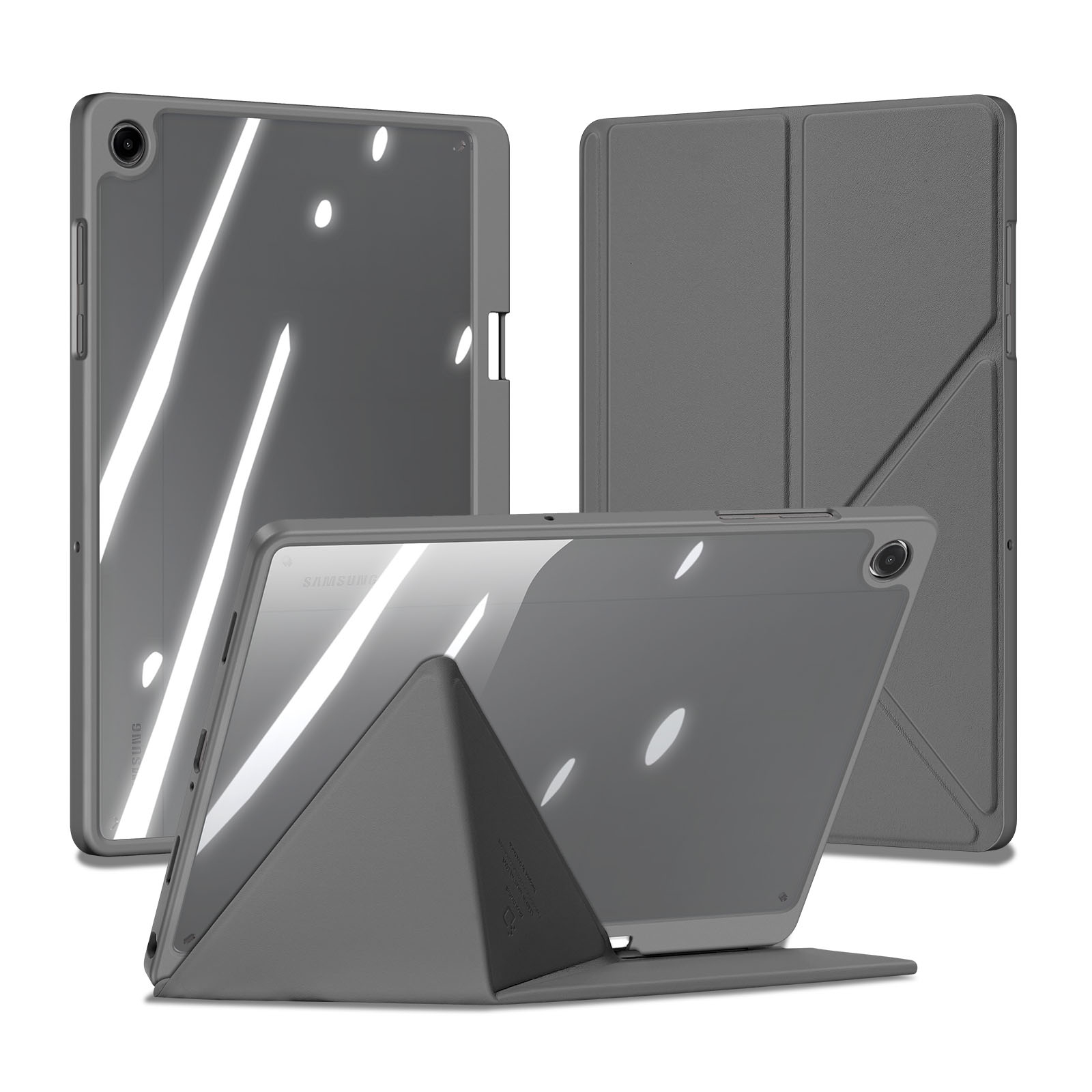 Samsung Galaxy Tab A11  Plus / A9  Plus 2in1 Abnehmbare Hybrid TPU Bumper Leder Tasche Smart Cover Schutzhülle - Grau