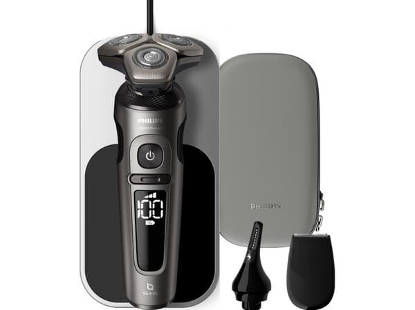 Philips Shaver S9000 Prestige SP9872/15 Wet & Dry elektrisk barbermaskin, Series 9000, Roterende hode, Sort, Grå, NanoTech Dual Precision, LED, SH91,