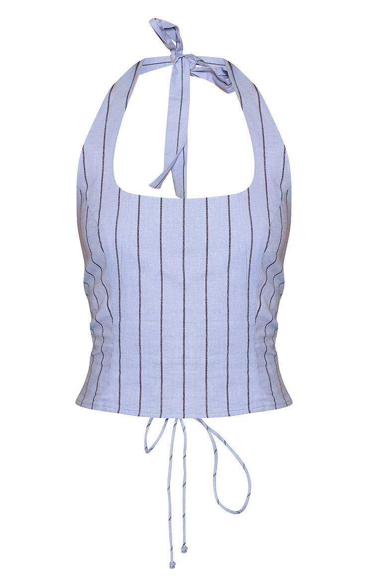 Bleu Clair Haut Dos Nu En Coton Avec Dos En Dentelle
