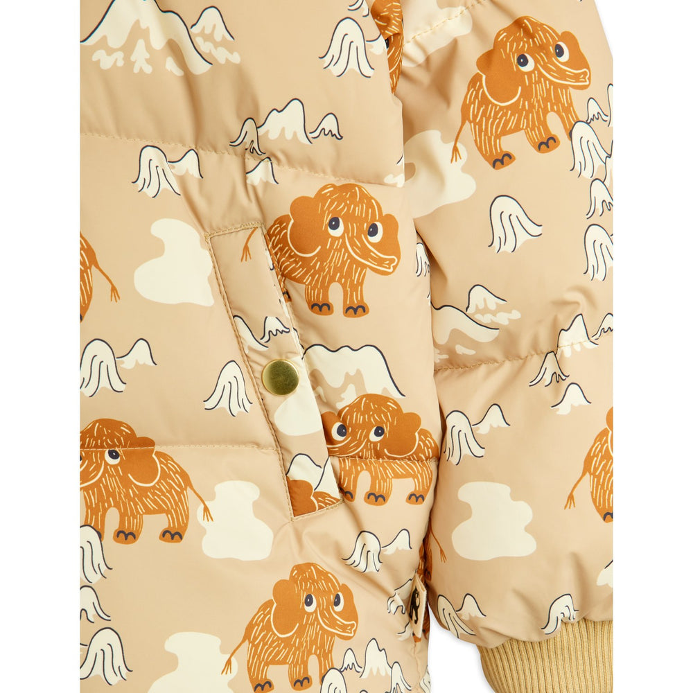 Køb Mini Rodini Beige Mammoths AOP Hooded Puffer