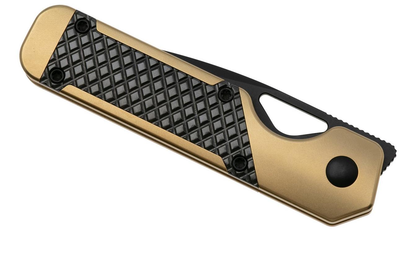 Kizer Mini Militaw, Ki3634SA3 Frame Lock, Black S45VN, Gold Titanium, Zalium Inlay, zakmes, Jonathan Styles design