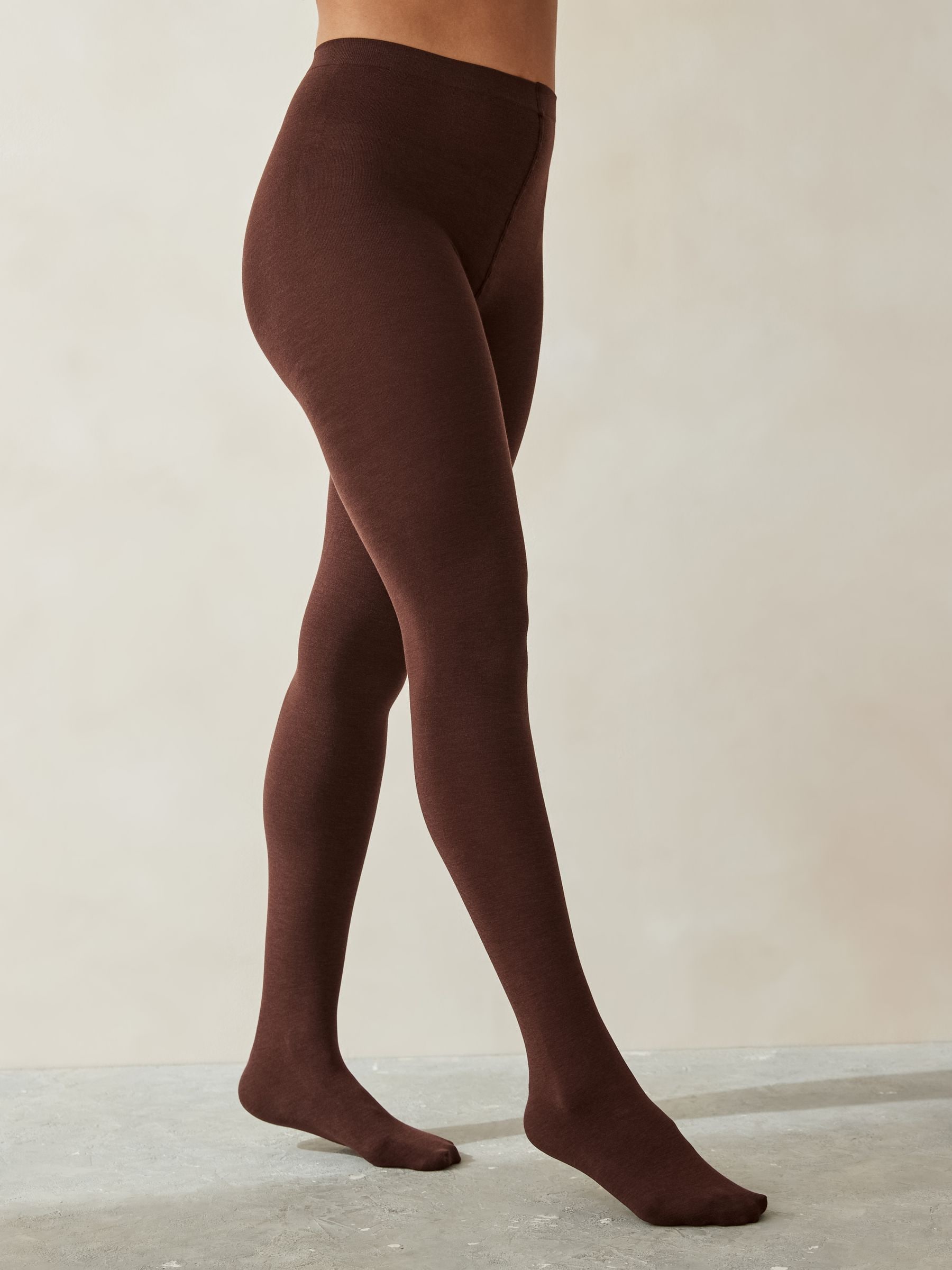 Effen chocoladebruin - Thermische 100D maillot