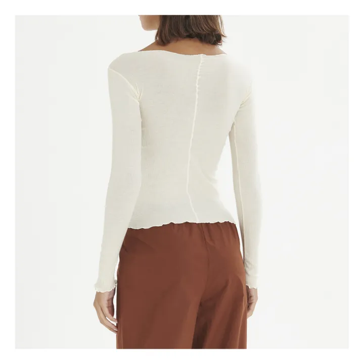 Baserange T-shirt Côtelé Pama Coton Bio | Ecru
