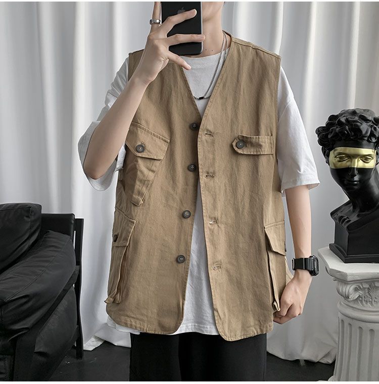 Whyessa - Oversized vest met knoopdetail