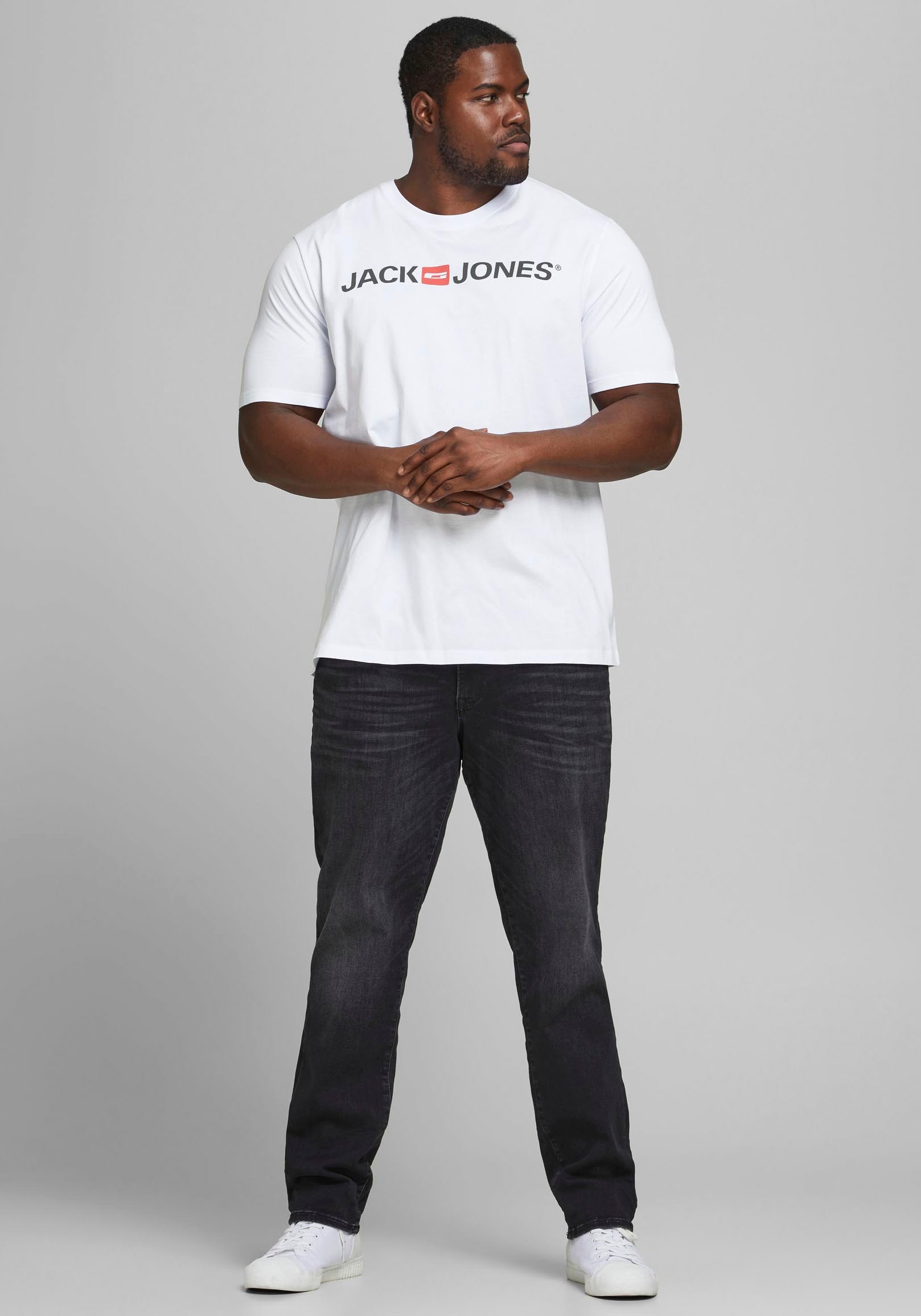 Jack & Jones PlusSize T-Shirt »CORP mit Print und bequemem Rundhals«, bedruckt, modisch, regular fit, Baumwolle, Rundhals