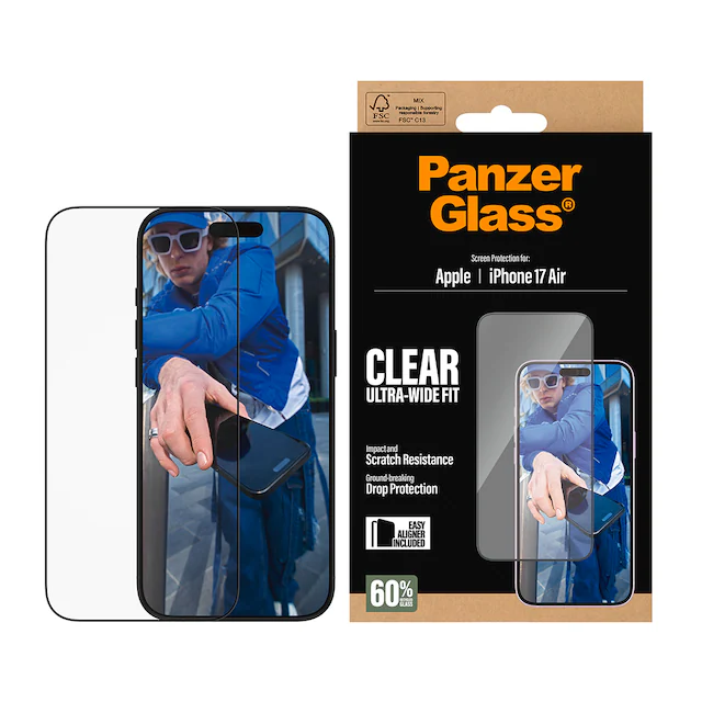 CARE by PanzerGlass Displayschutzglas »Ultra-Wide Fit Screen Protector« für Apple iPhone Air Displayschutzfolie, Schutzfolie, Bildschirmschutz, kratz- & stossfest