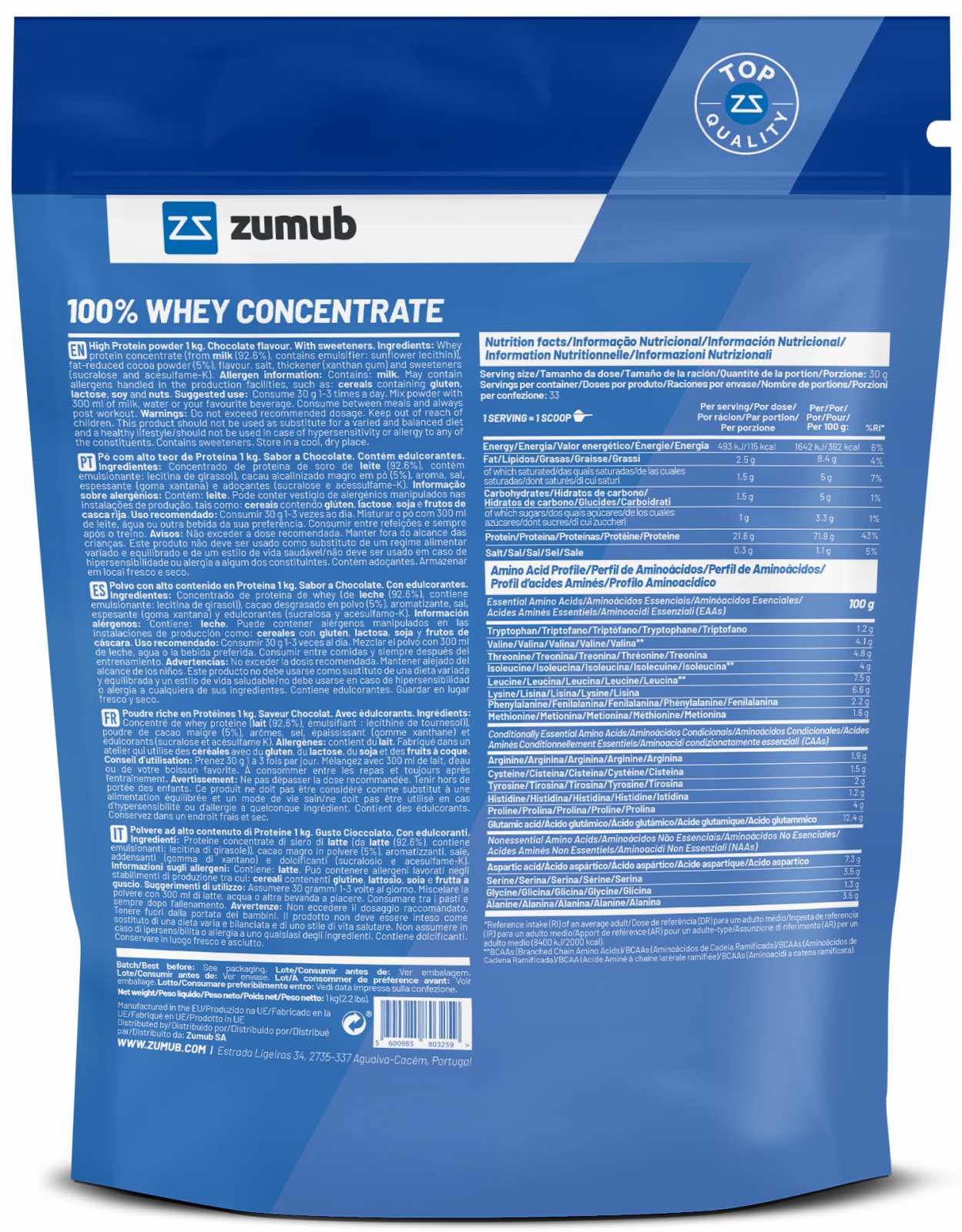 Zumub Concentrado de Soro de Leite 100% Puro 30g