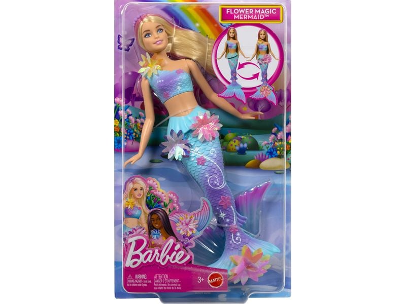 Barbie Puppe Garden Theme Feature Mermaid Dreamtopia Meerjungfrauen-Spielzeugpuppe mit magischer Überraschungsblüte und perlenbesetztem Haarreif