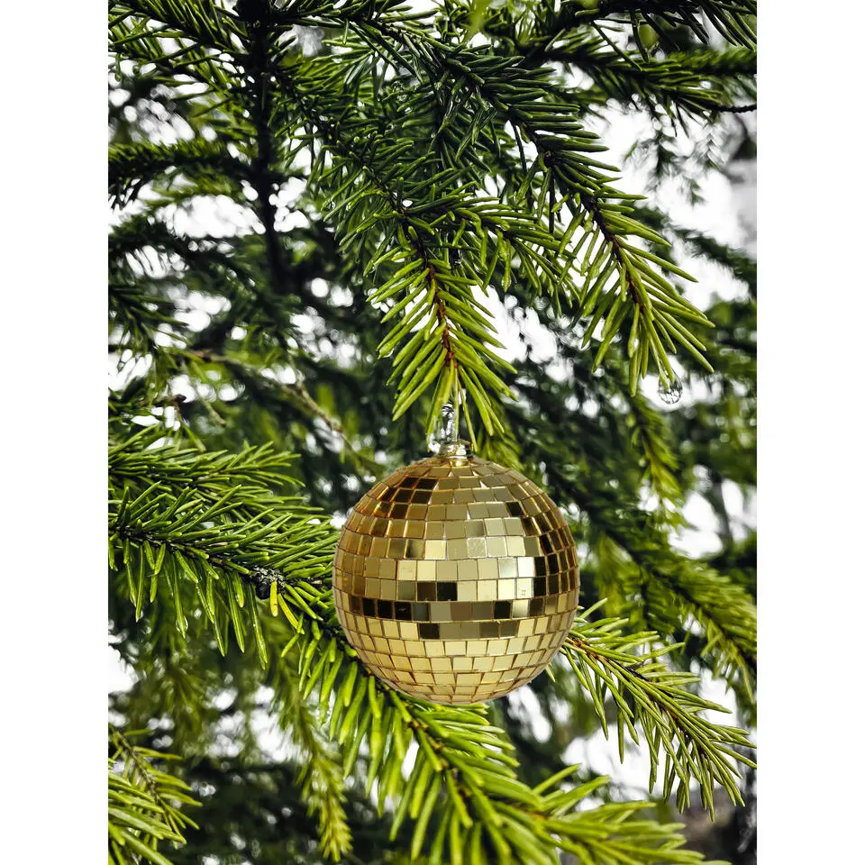Othmar Decorations kerstballen - disco - 8x st - goud - 6 cm