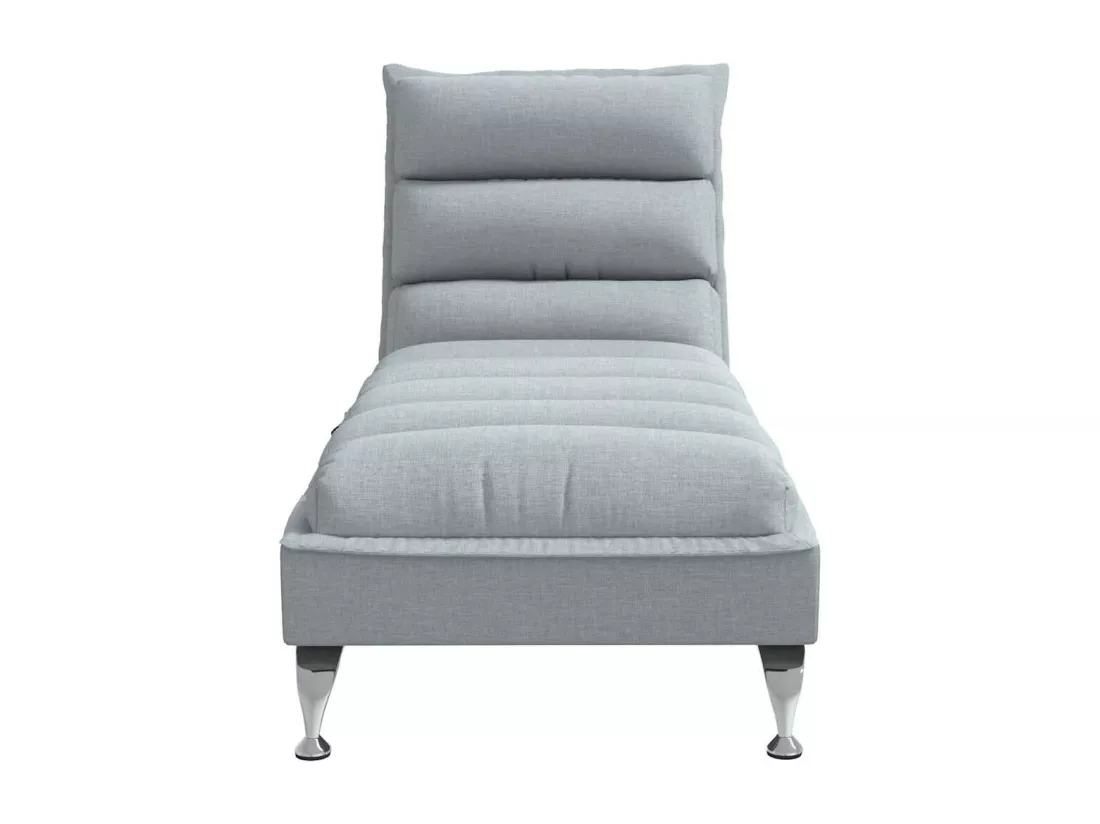Chaise longue de massage avec coussins gris clair tissu