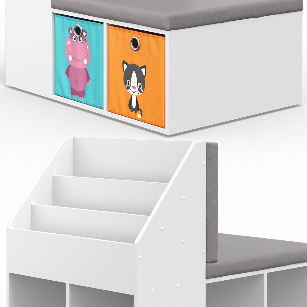 VICCO Kinderregal ONIX mit Sitzbank 6 Faltboxen Kindersitzbank Kinderzimmerregal