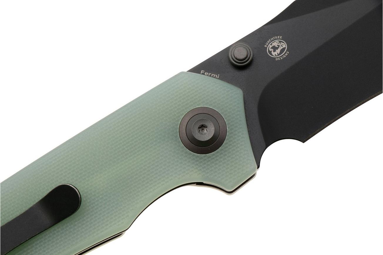 Tenable Knives Fermi T1122A2 Black Coated 14C28N, Jade G10, zakmes, Burchtree design