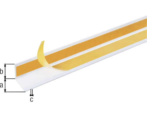 Wit PVC hoekprofiel 10x10x1 mm, 2,6 m zelfklevend
