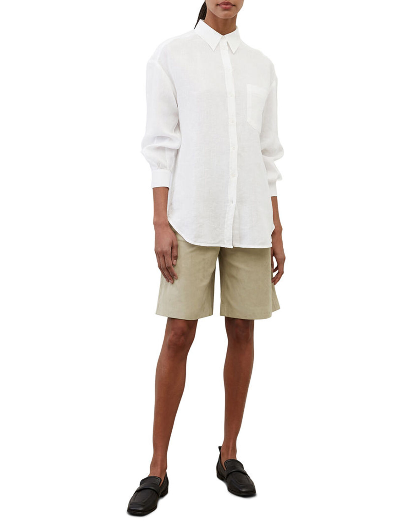 Marc O'Polo Chemise 100% Lin Drapé blanche